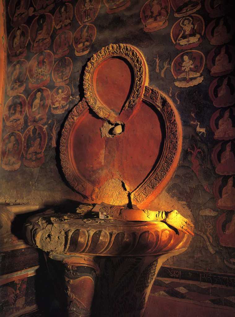 Tibet Guge 03 Tholing 09 White Temple 11 Tara Pedestal At the far right corner is an empty pedestal that used to contain a statue of Tara. Here is a recent photo showing one of Tara�s arms on the pedestal, serving witness to the Chinese destruction far better than any words can convey. Photo - Kazuyoshi Nomachi: Tibet.